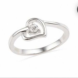 ZALES | white sapphire sterling silver heart ring